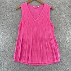 Soft Surroundings Sweater Womens Large Felicity Pink Peplum Sweater Tank Casual